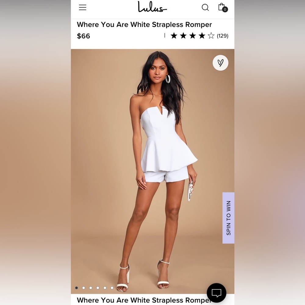 Lulus Where You are White Strapless Romper